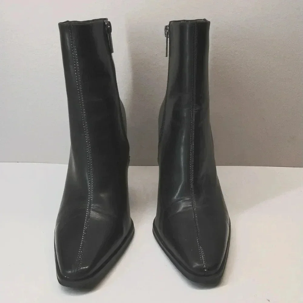 Vince Camuto Black Leather Pointed Toe Ankle Boots